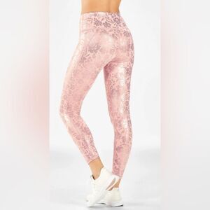 *Fabletics* Oasis PureLuxe Pink Foil High-Waisted 7/8 Leggings Yoga Pants LN!